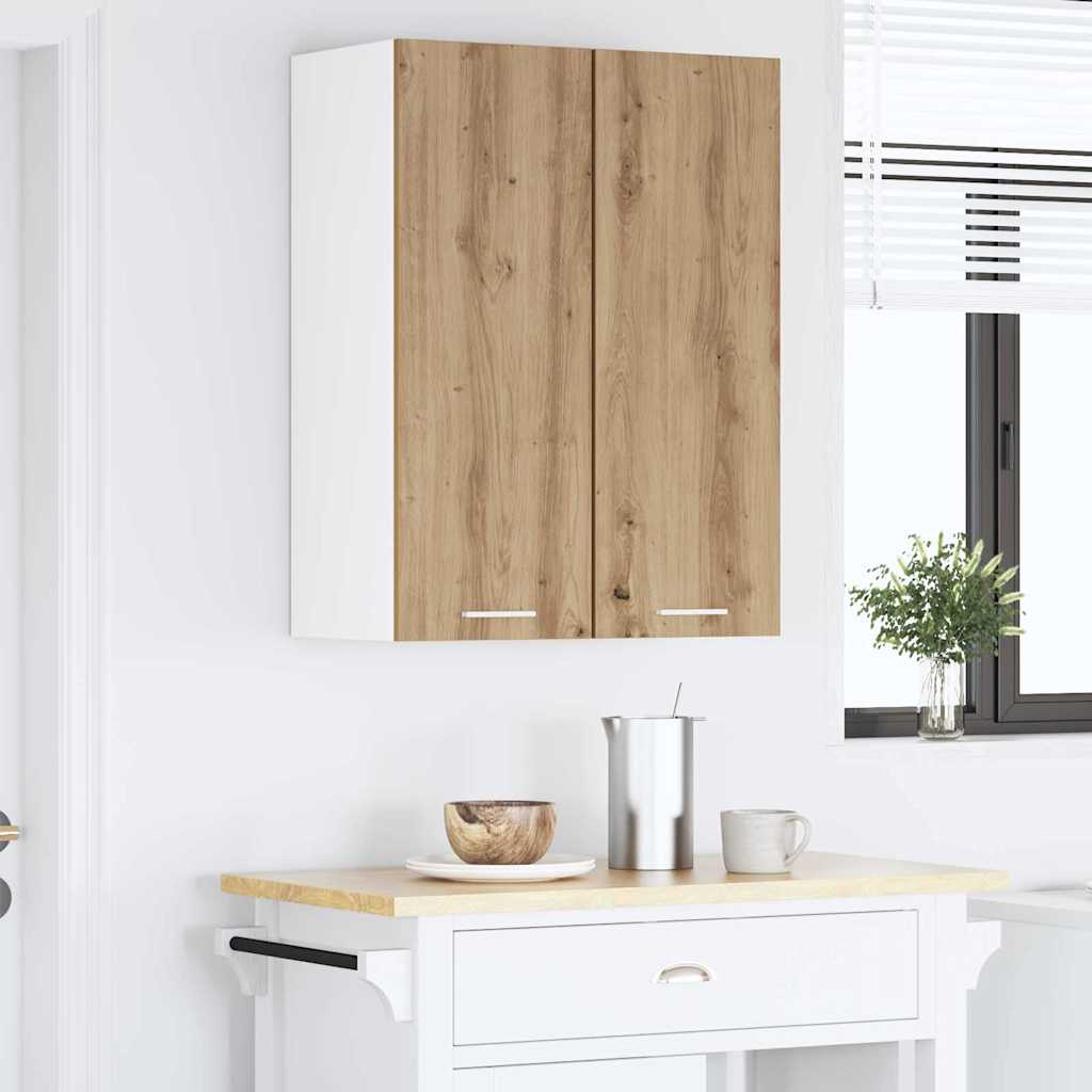 vidaXL Hanging Cabinet with Door Artisan Oak and White 30 x 31 x 80 cm