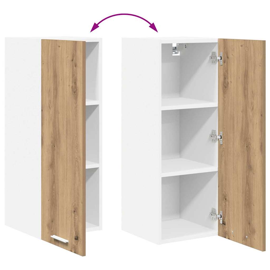vidaXL Hanging Cabinet with Door Artisan Oak and White 30 x 31 x 80 cm