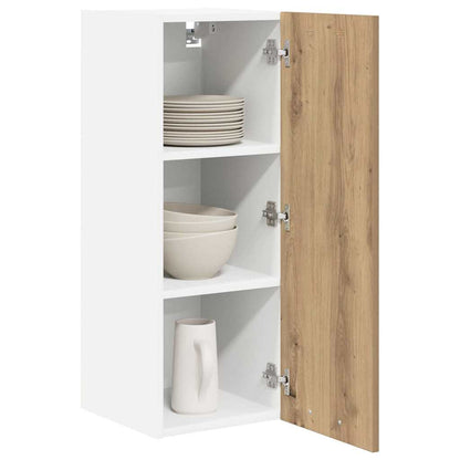 vidaXL Hanging Cabinet with Door Artisan Oak and White 30 x 31 x 80 cm