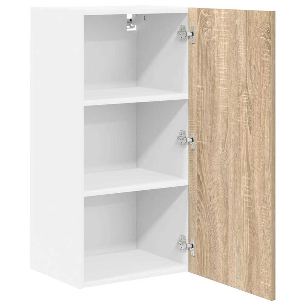 vidaXL Hanging Cabinet with Door Sonoma Oak and White 40 x 31 x 80 cm