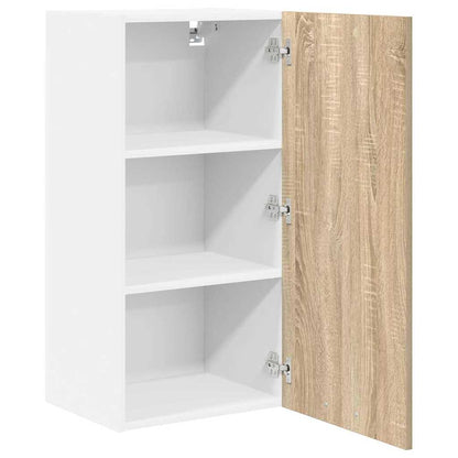 vidaXL Hanging Cabinet with Door Sonoma Oak and White 40 x 31 x 80 cm