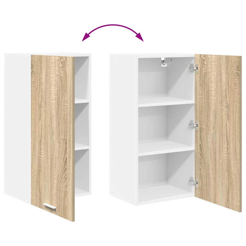 vidaXL Hanging Cabinet with Door Sonoma Oak and White 40 x 31 x 80 cm
