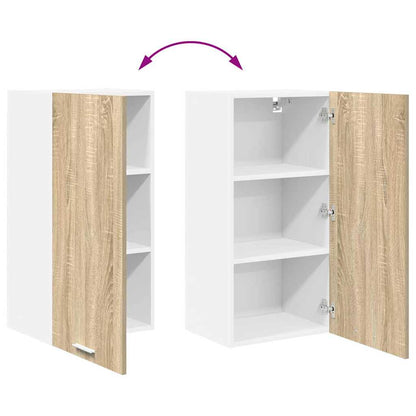 vidaXL Hanging Cabinet with Door Sonoma Oak and White 40 x 31 x 80 cm