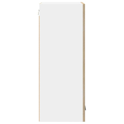 vidaXL Hanging Cabinet with Door Sonoma Oak and White 40 x 31 x 80 cm