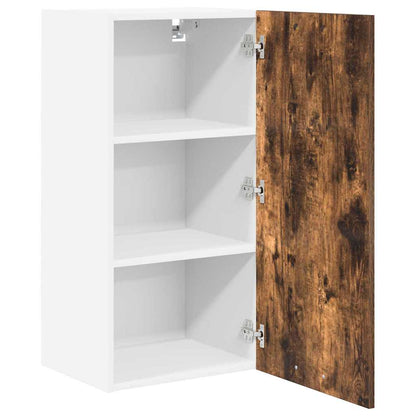 vidaXL Hanging Cabinet with Door Smoked Oak and White 40 x 31 x 80 cm