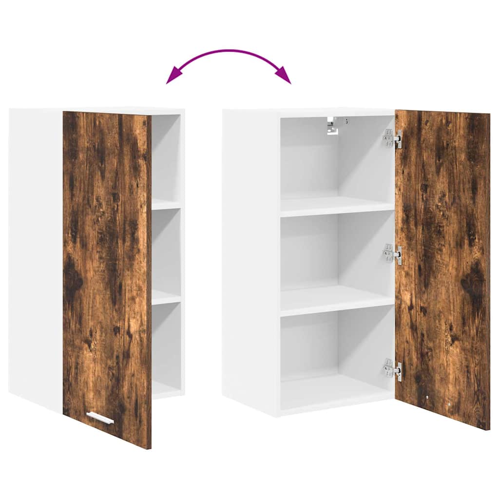 vidaXL Hanging Cabinet with Door Smoked Oak and White 40 x 31 x 80 cm