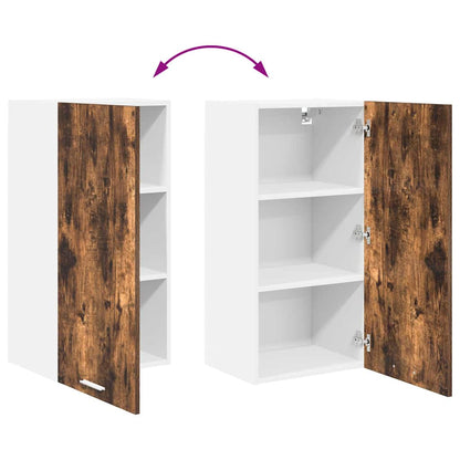 vidaXL Hanging Cabinet with Door Smoked Oak and White 40 x 31 x 80 cm