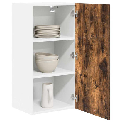 vidaXL Hanging Cabinet with Door Smoked Oak and White 40 x 31 x 80 cm