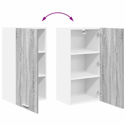 vidaXL Hanging Cabinet with Door Grey Sonoma and White 40 x 31 x 80 cm