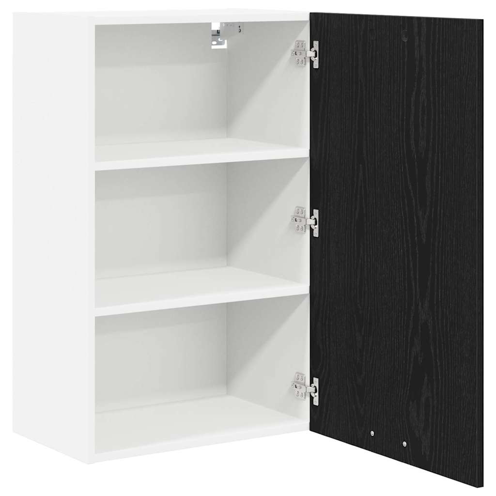 vidaXL Hanging Cabinet with Door Black Oak and White 50 x 31 x 80 cm
