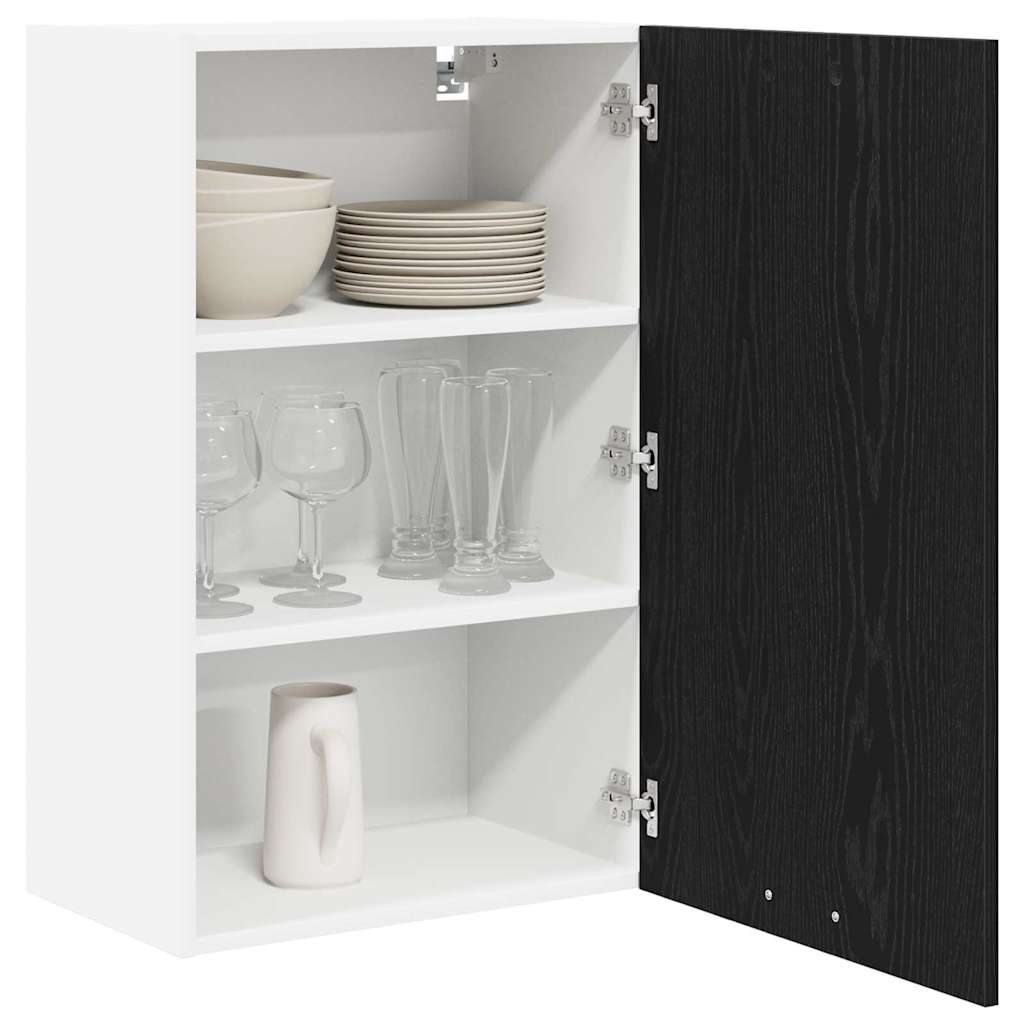 vidaXL Hanging Cabinet with Door Black Oak and White 50 x 31 x 80 cm