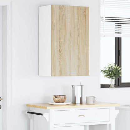 vidaXL Hanging Cabinet with Door Sonoma Oak and White 50 x 31 x 80 cm
