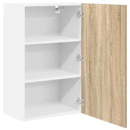 vidaXL Hanging Cabinet with Door Sonoma Oak and White 50 x 31 x 80 cm