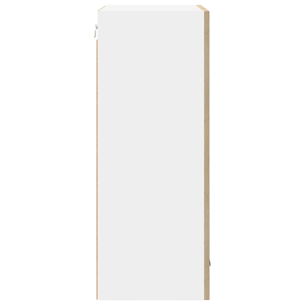 vidaXL Hanging Cabinet with Door Sonoma Oak and White 50 x 31 x 80 cm