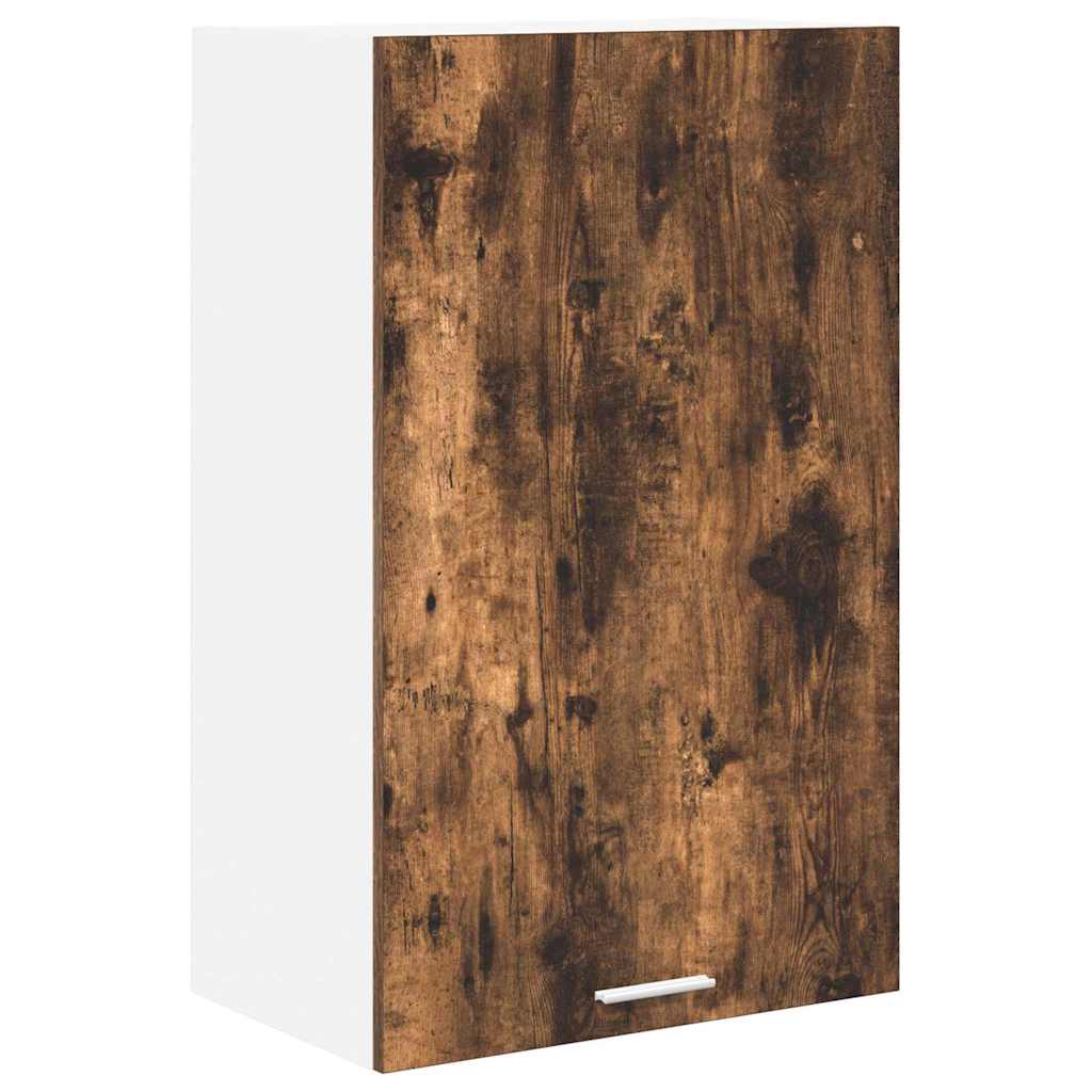 vidaXL Hanging Cabinet with Door Smoked Oak and White 50 x 31 x 80 cm