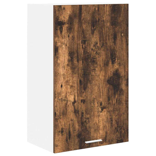 vidaXL Hanging Cabinet with Door Smoked Oak and White 50 x 31 x 80 cm