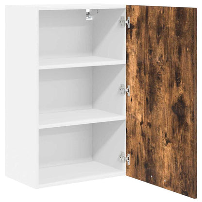vidaXL Hanging Cabinet with Door Smoked Oak and White 50 x 31 x 80 cm