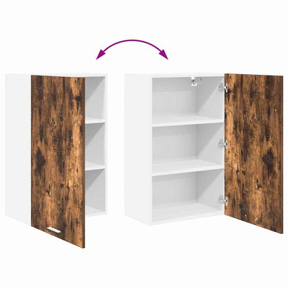 vidaXL Hanging Cabinet with Door Smoked Oak and White 50 x 31 x 80 cm