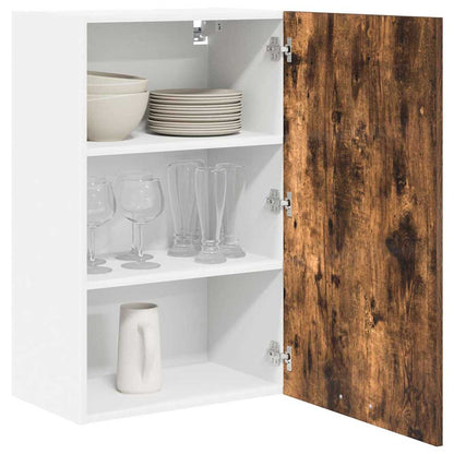 vidaXL Hanging Cabinet with Door Smoked Oak and White 50 x 31 x 80 cm