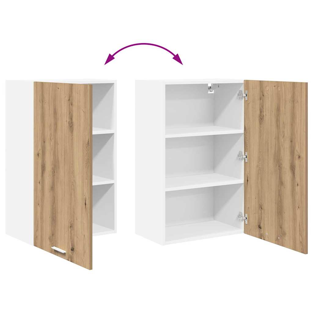 vidaXL Hanging Cabinet with Door Artisan Oak and White 50 x 31 x 80 cm