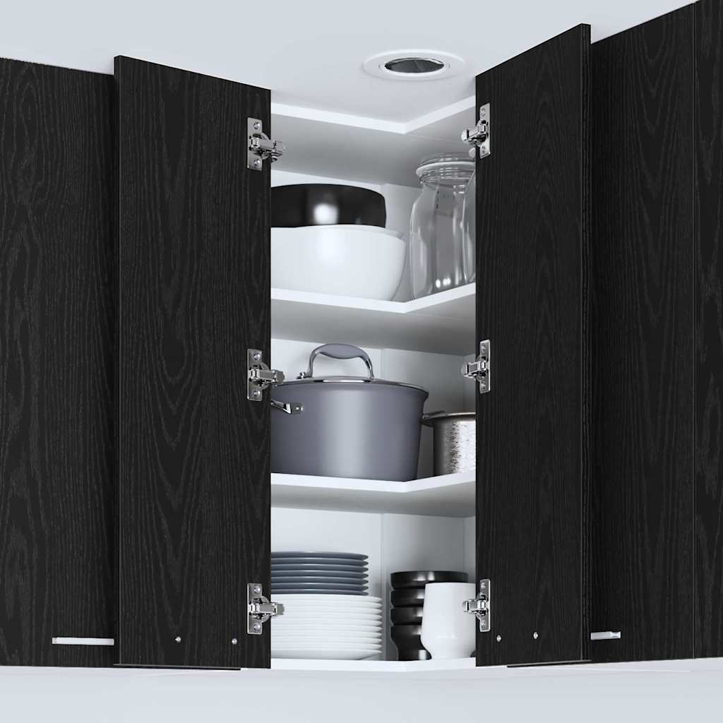 vidaXL Hanging Cabinet Black Oak and White 57 x 57 x 80 cm
