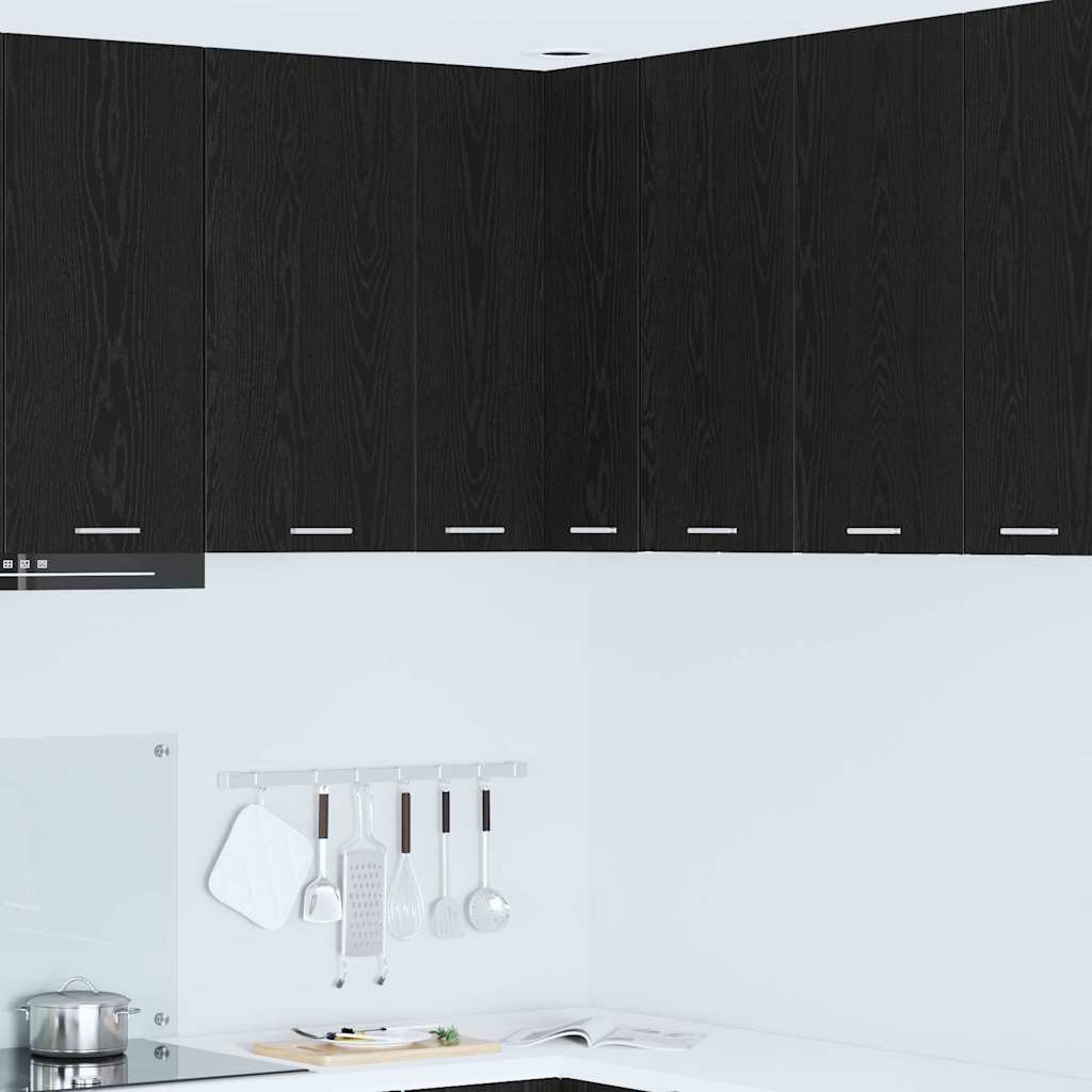 vidaXL Hanging Cabinet Black Oak and White 57 x 57 x 80 cm