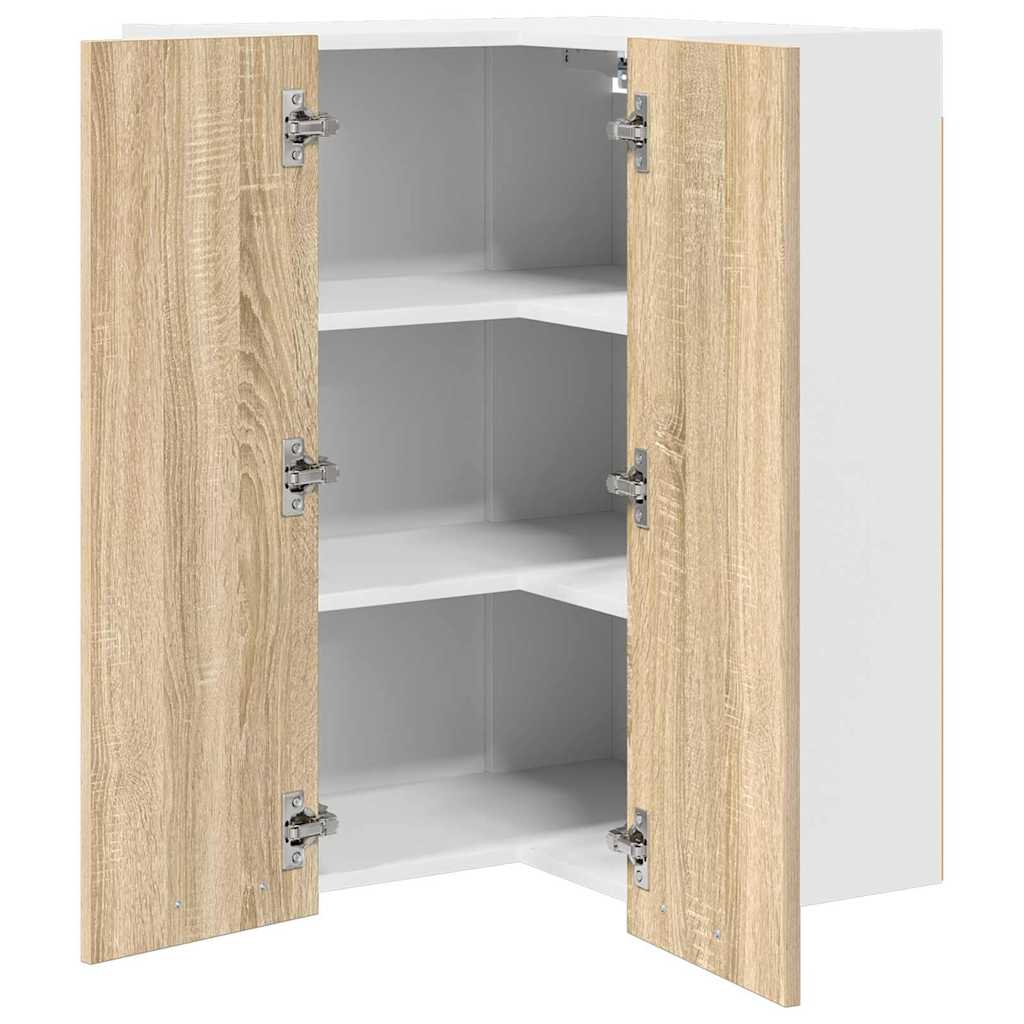 vidaXL Hanging Cabinet Sonoma Oak and White 57 x 57 x 80 cm