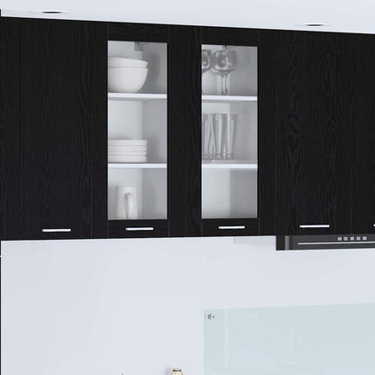 vidaXL Hanging Cabinet 2 pcs Black Oak 40 x 31 x 80 cm Engineered Wood