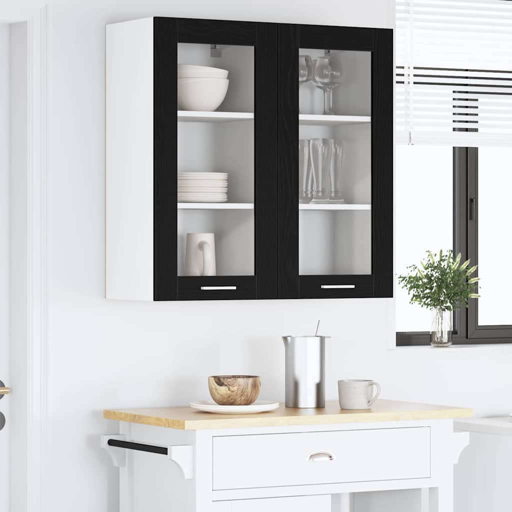 vidaXL Hanging Cabinet 2 pcs Black Oak 40 x 31 x 80 cm Engineered Wood