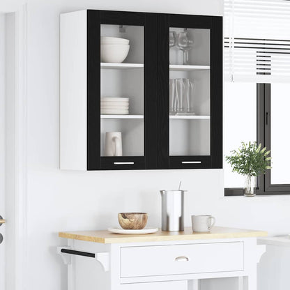 vidaXL Hanging Cabinet 2 pcs Black Oak 40 x 31 x 80 cm Engineered Wood