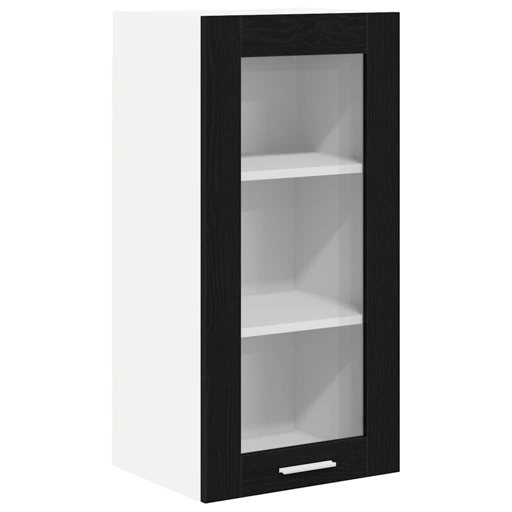 vidaXL Hanging Cabinet 2 pcs Black Oak 40 x 31 x 80 cm Engineered Wood
