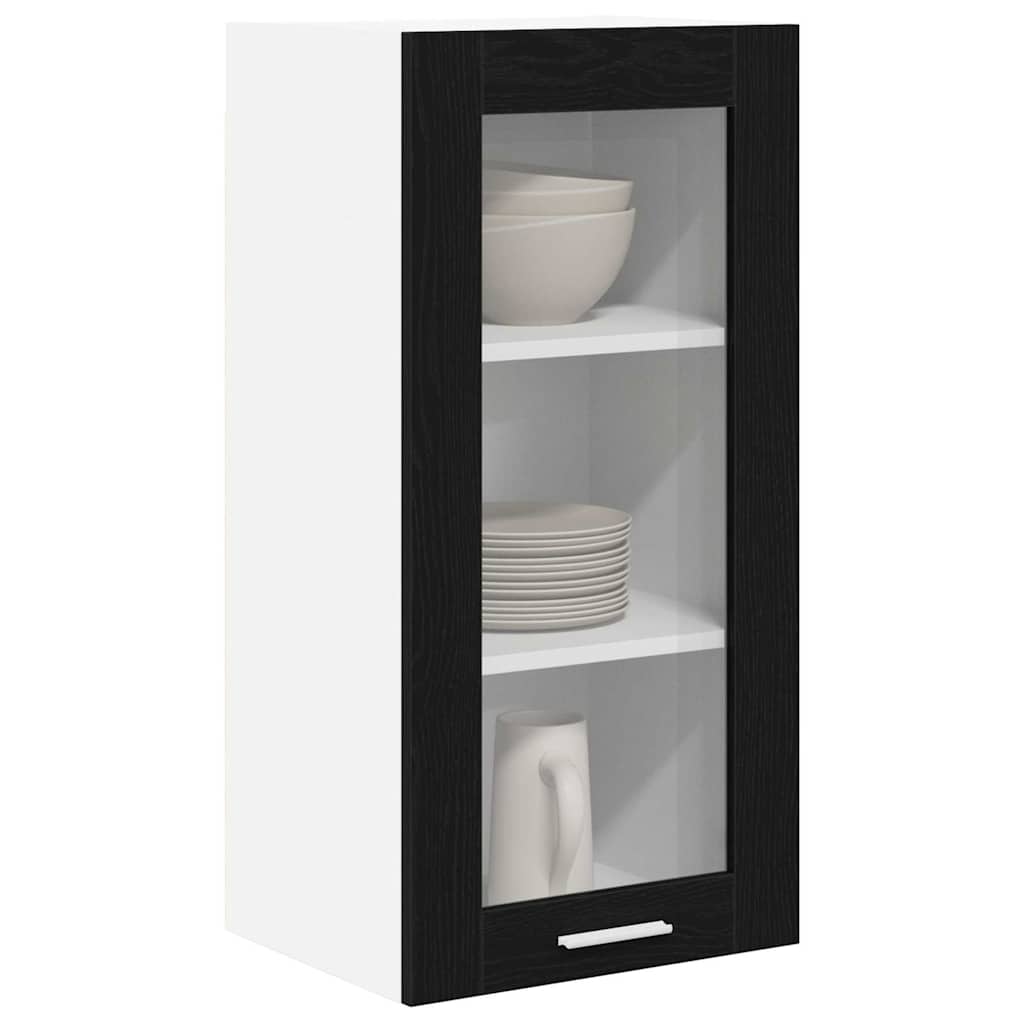 vidaXL Hanging Cabinet 2 pcs Black Oak 40 x 31 x 80 cm Engineered Wood