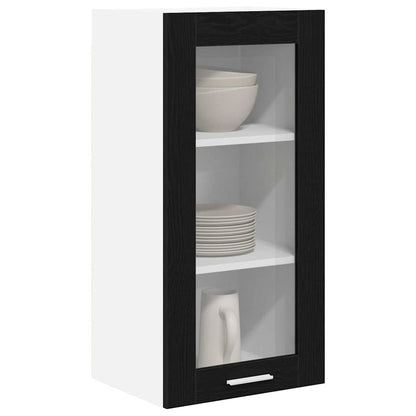 vidaXL Hanging Cabinet 2 pcs Black Oak 40 x 31 x 80 cm Engineered Wood