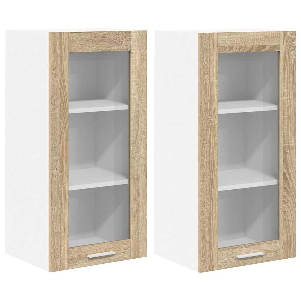 vidaXL Hanging Cabinet with Storage 2 pcs Sonoma Oak 40 x 31 x 80 cm