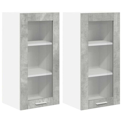 vidaXL Hanging Cabinet with Door 2 pcs Concrete Grey 40 x 31 x 80 cm