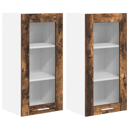 vidaXL Hanging Cabinet with Storage 2 pcs Smoked Oak 40 x 31 x 80 cm