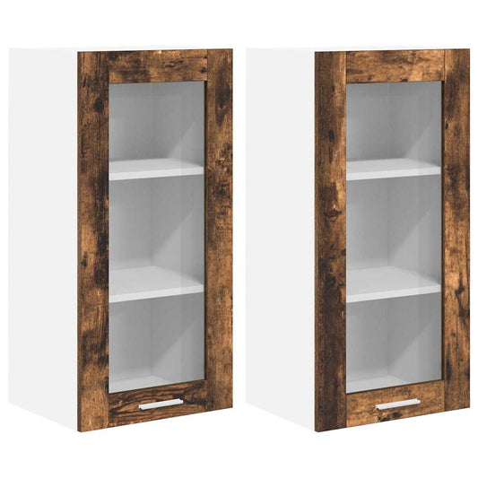 vidaXL Hanging Cabinet with Storage 2 pcs Smoked Oak 40 x 31 x 80 cm