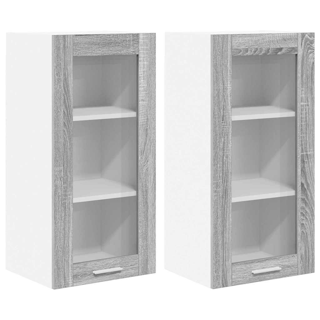 vidaXL Hanging Cabinet with Storage 2 pcs Grey Sonoma 40 x 31 x 80 cm