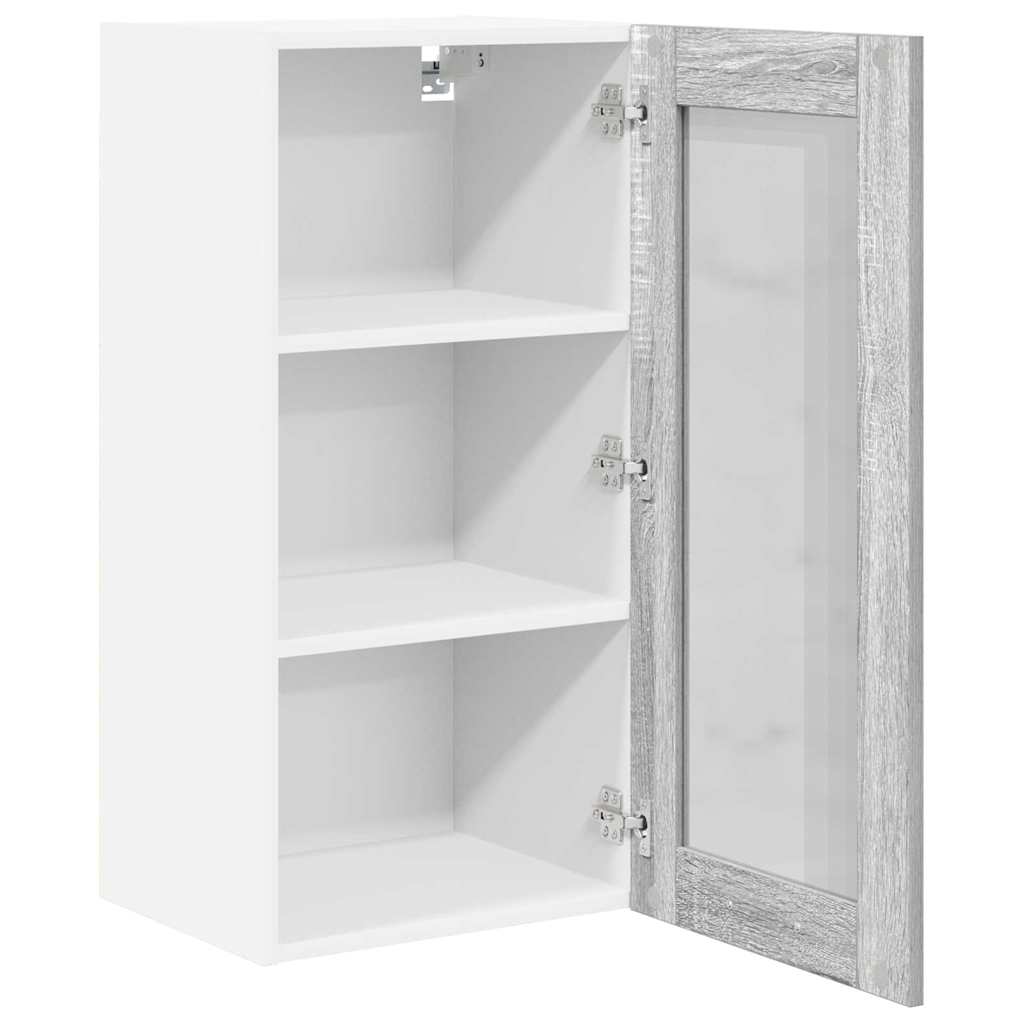 vidaXL Hanging Cabinet with Storage 2 pcs Grey Sonoma 40 x 31 x 80 cm