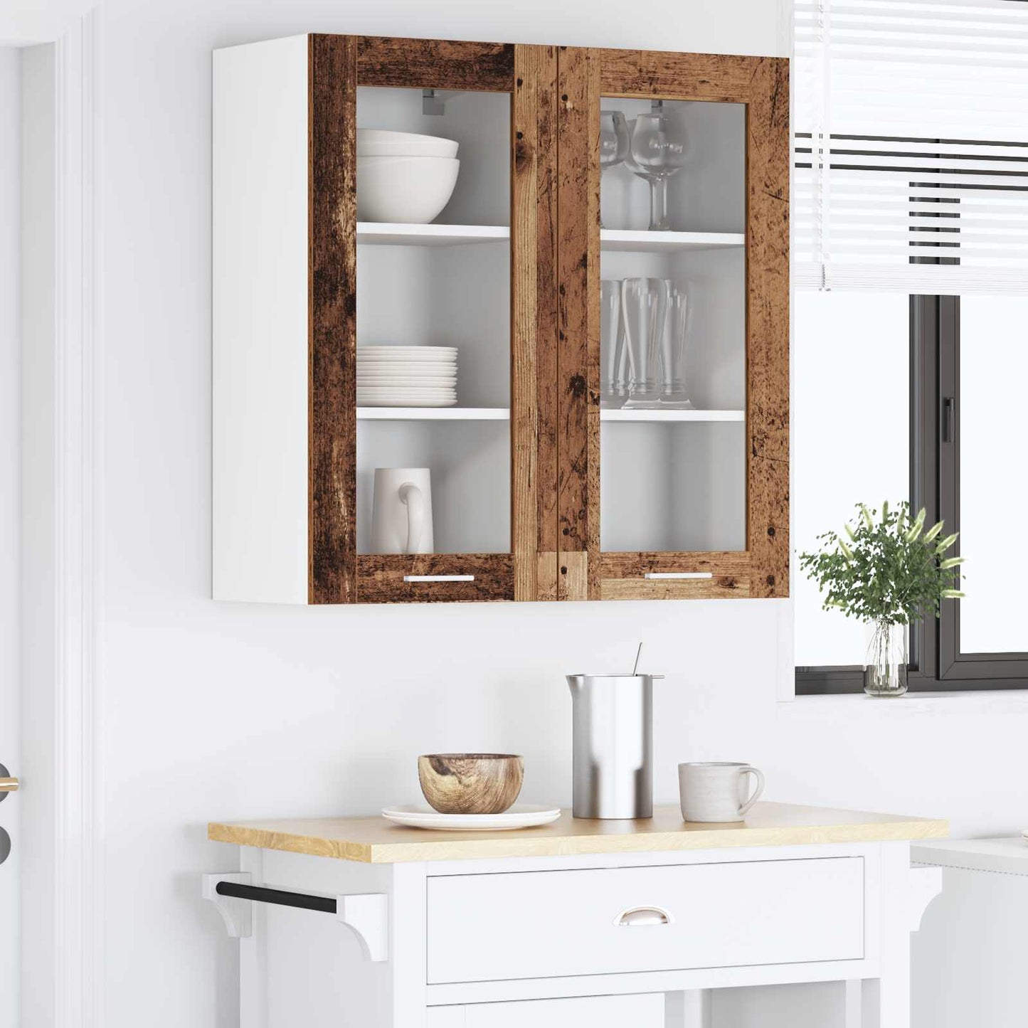 vidaXL Hanging Cabinet 2 pcs Old Wood 40 x 31 x 80 cm Engineered Wood