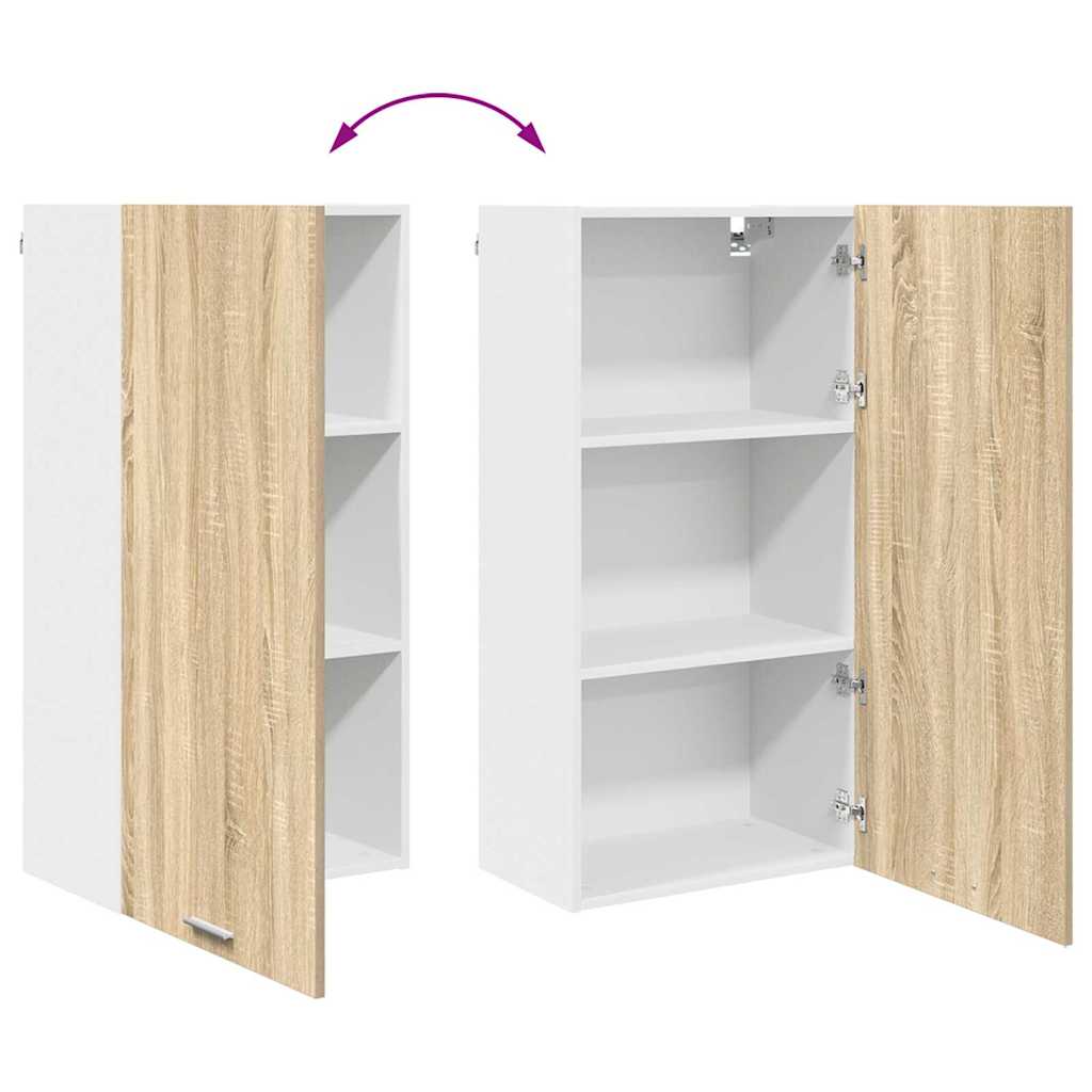 vidaXL Hanging Cabinet Sonoma Oak and White 50 x 31 x 100 cm