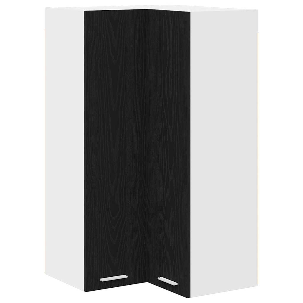 vidaXL Hanging Cabinet Black Oak and White 57 x 57 x 100 cm