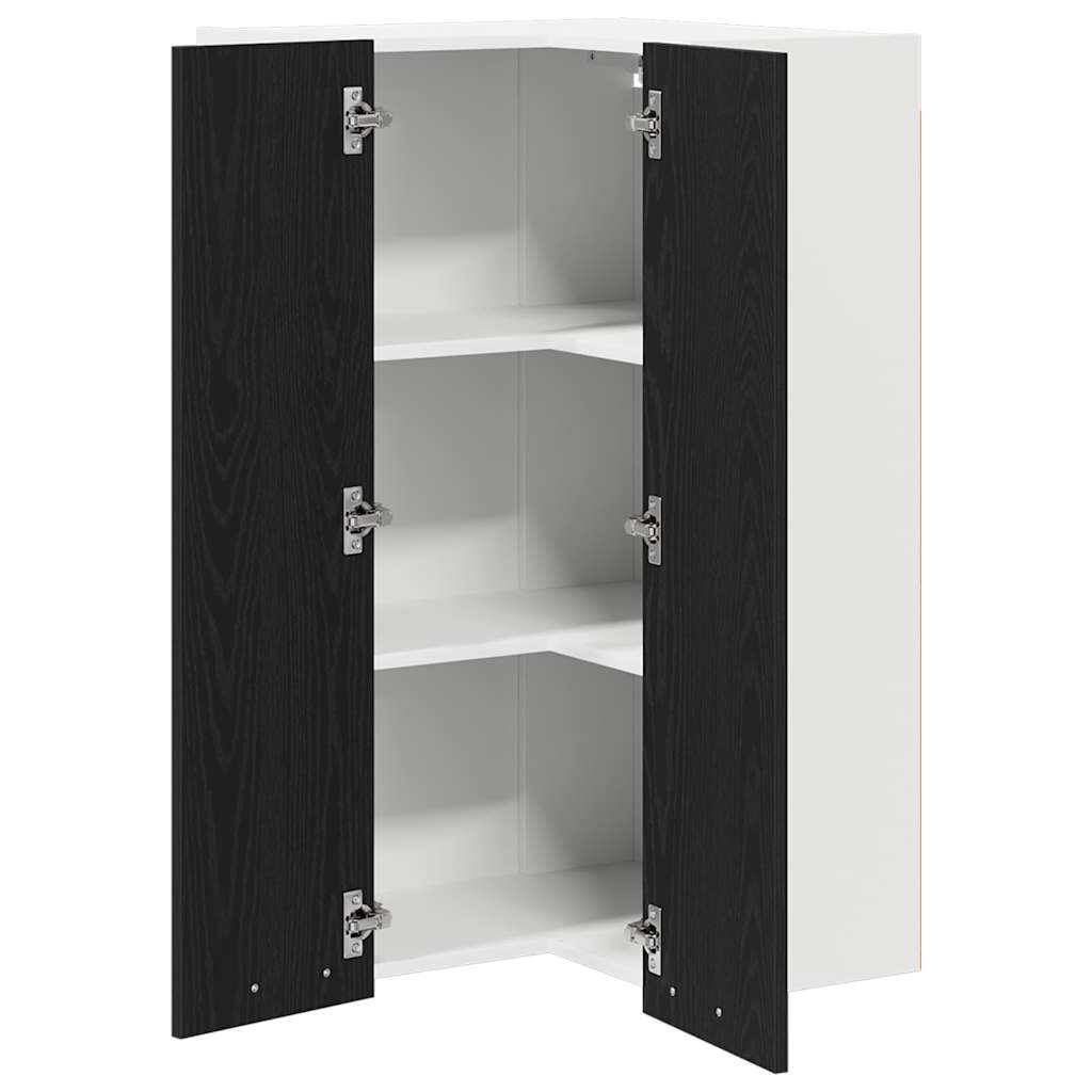 vidaXL Hanging Cabinet Black Oak and White 57 x 57 x 100 cm
