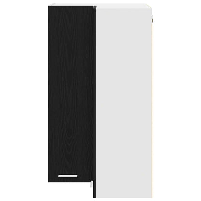 vidaXL Hanging Cabinet with Door Black Oak and White 57 x 57 x 100 cm