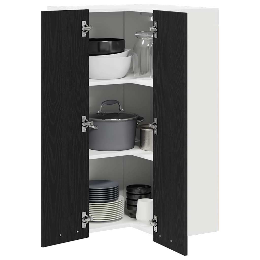 vidaXL Hanging Cabinet Black Oak and White 57 x 57 x 100 cm