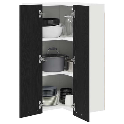 vidaXL Hanging Cabinet Black Oak and White 57 x 57 x 100 cm