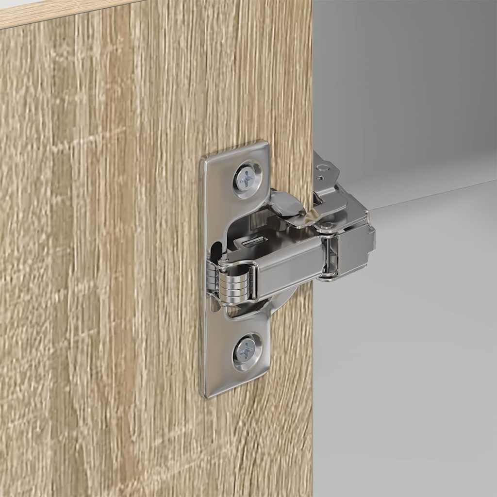 vidaXL Hanging Cabinet with Door Sonoma Oak and White 57 x 57 x 100 cm