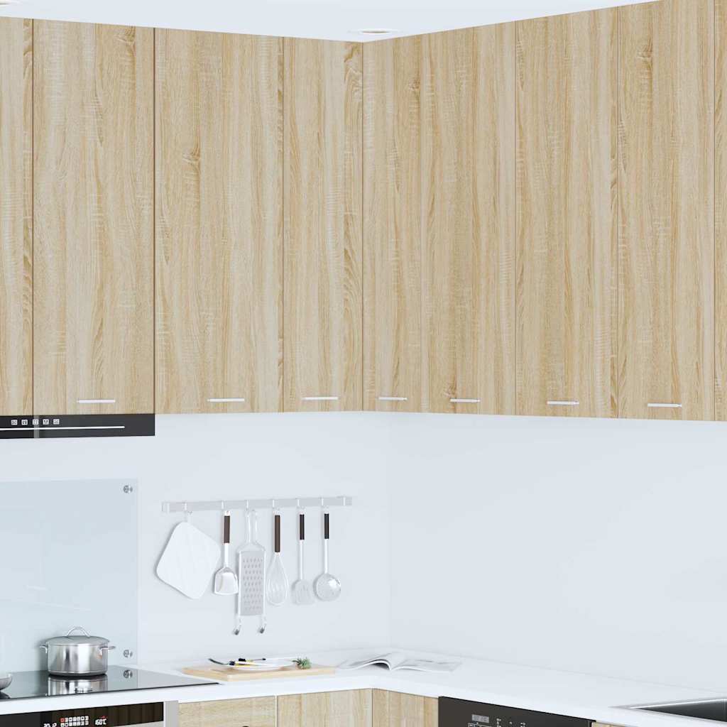 vidaXL Hanging Cabinet with Door Sonoma Oak and White 57 x 57 x 100 cm