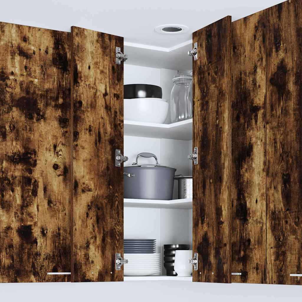 vidaXL Hanging Cabinet Smoked Oak and White 57 x 57 x 100 cm