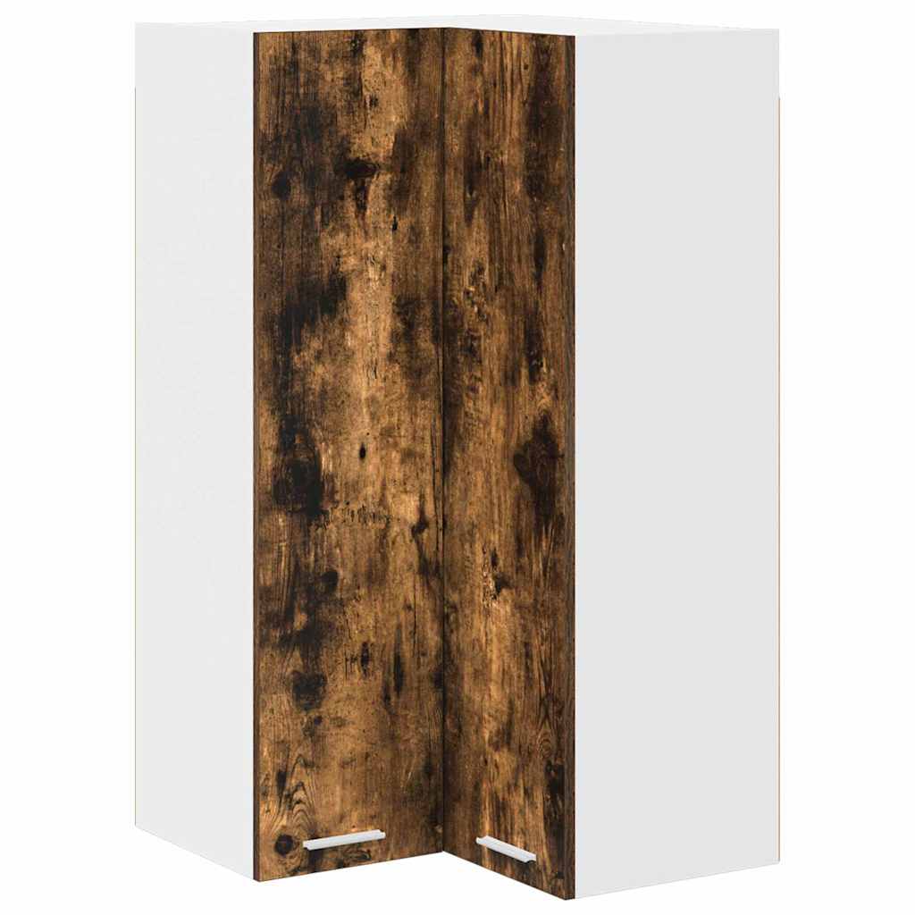 vidaXL Hanging Cabinet with Door Smoked Oak and White 57 x 57 x 100 cm